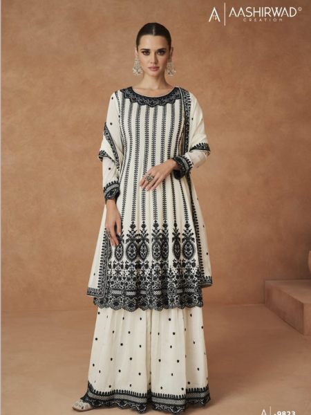 Aashirwad Designer Silk Plazzo Suits  Designer Plazzo Salwar Suits Wholesale