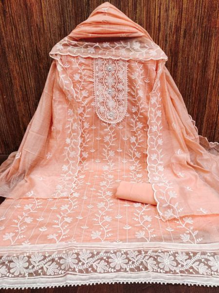Beautiful Chanderi Work Dress Material  Color Set Matching Dress Material Wholesale