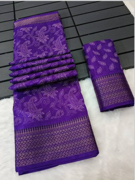 Beautiful Purple Colour Tussar Silk Saree 