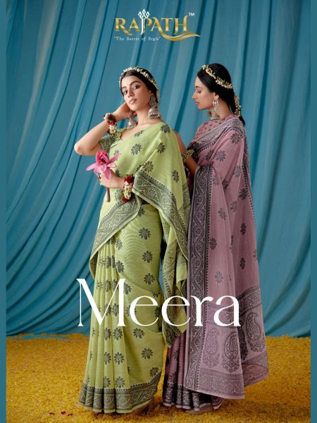 Beautiful Traditional Wear Lucknowi Linen Saree 