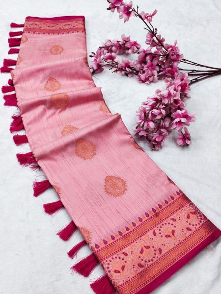 Beautiful Zari COPPER Weaving Soft silk Saree 