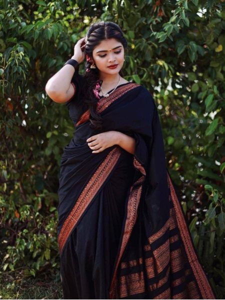 Black Banarasi Soft Silk Saree  