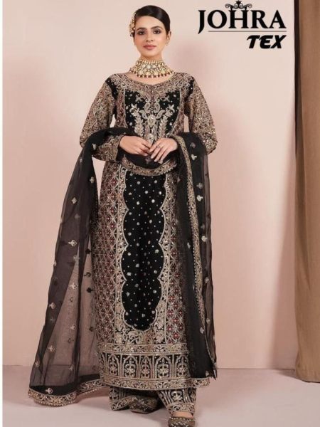 Black Color Heavy Georgette Embroidered Suits  