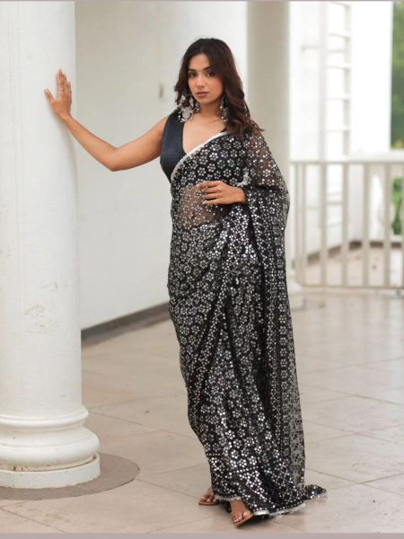 Bollywood Style Black Georgette saree  Bollywood Fancy Sarees Wholesale