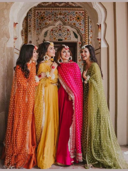 Bridesmaids Designer Anarkali Frock Gowns With Heavy Net Duppata  