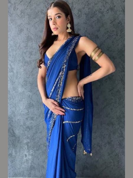 Buy Blue Georgette Sequence Work Saree  