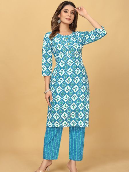 Casual Wear Cotton Printed Kurti And Pant  