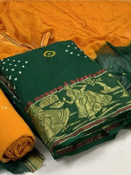  Cotton Bandhni Dress Materail Bandhani Dress Material