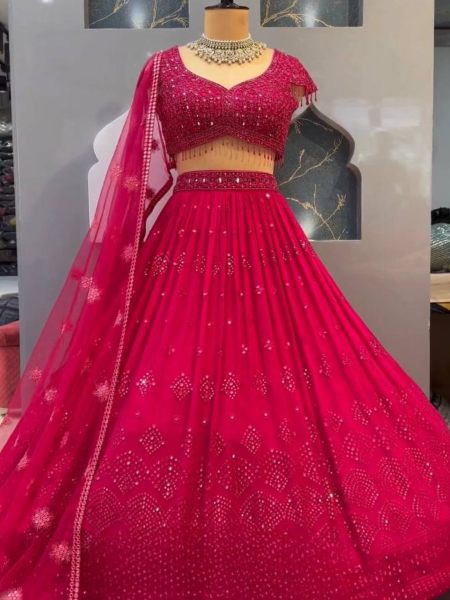 Designer Faux Georgette Lehenga Choli With Sequence Work 