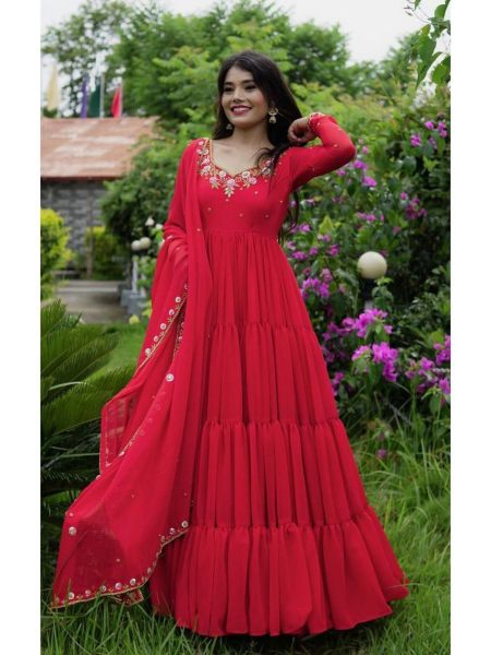 Designer Georgette Gown With Sequence Work And Dupatta 