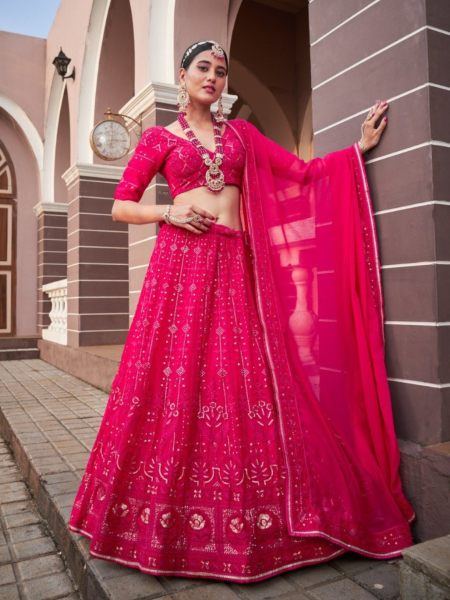 Designer Georgette Lucknowi With Sequence Work Lehenga Choli 