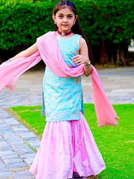 Designer Georgette With Sequnce Work Kids Sharara Collection  