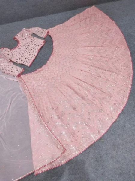 Designer Pink Georgette Lehenga Choli With Embroidery Work 