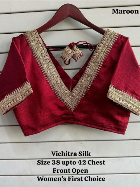Designer Vichitra Silk Embroidery Work Blouse Collectrion  