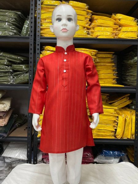Diwali Special Pure Cotton Boys Kurta Pajama With Silver Weaving Lining  
