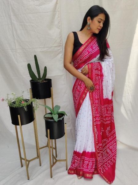 Elegant and Classy Look Bandhej Silk Sarees  