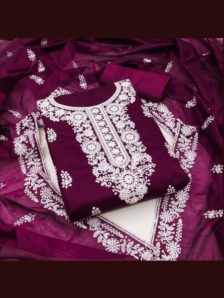 EXCLUSIVE WOMEN S CHANDERI DRESS MATERIAL  Color Set Matching Dress Material Wholesale