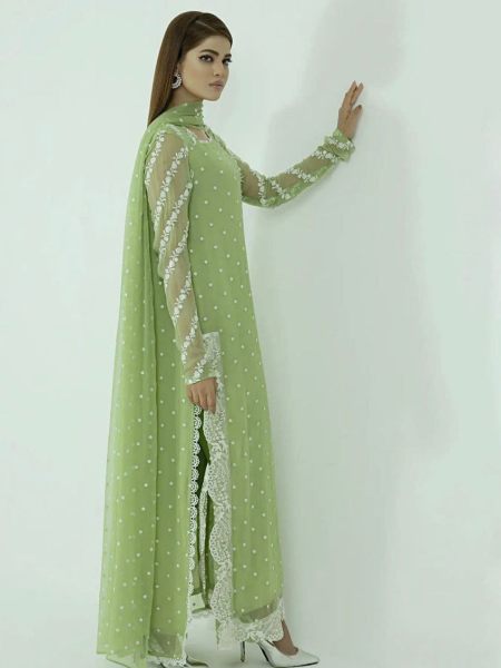 Georgette With Embrodery Work Stright Cut Suit 