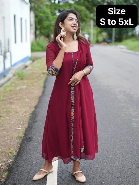Georgette Gown And Dupatta with Printed Lace Kurti With Dupatta Wholesale