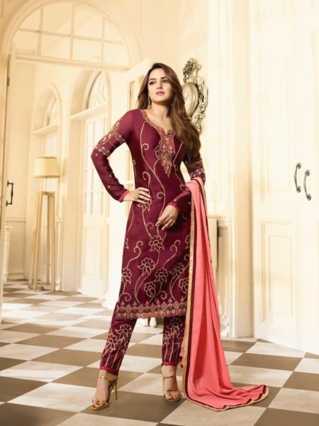 Georgette Heavy Embroidery And Additional Hand Work And Diamond Work Salwar Suit  Designer Plazzo Salwar Suits Wholesale