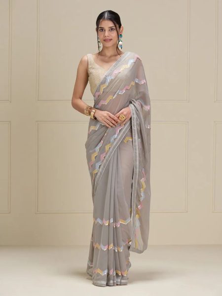 Georgette  Multi sequence work Saree Bollywood Fancy Sarees Wholesale