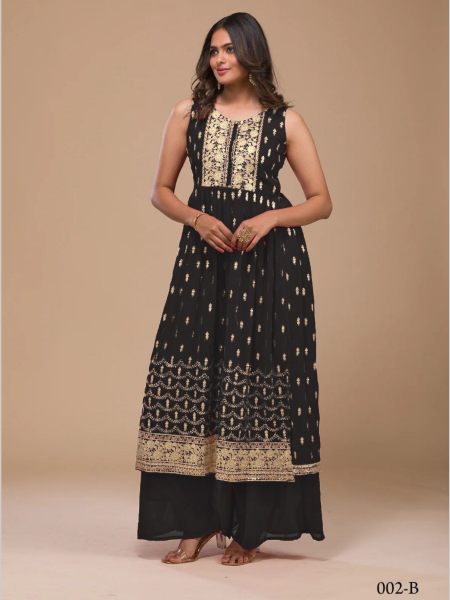 Georgette Readymade Salwar Suit With Embroidery Work 