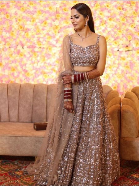 Golden Color Soft Net Wedding Wear Designer Lehenga Bollywood Lehenga Choli