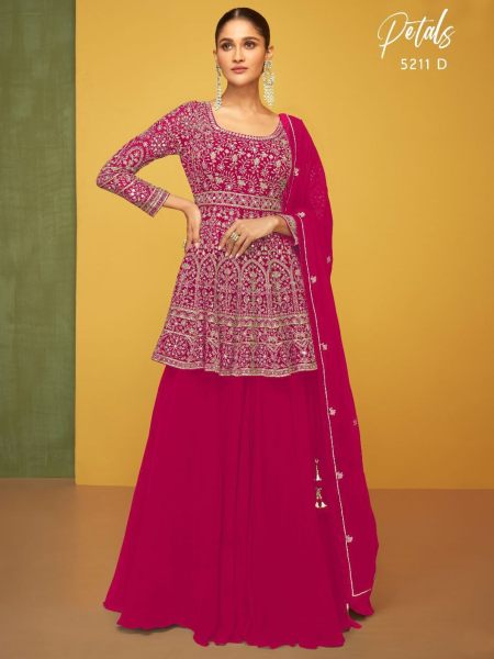  Havy Blooming Georgette With Sequence And Mirror Work Plazzo Suits   