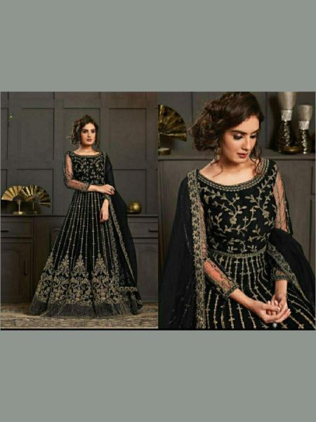 Heavy Butterfly Net With Embroidery Anarkali Suit  