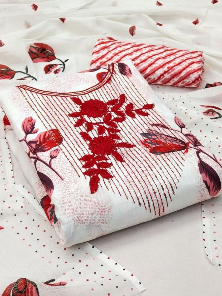 Heavy Cotton Printed Dress Material With Sequence Work  