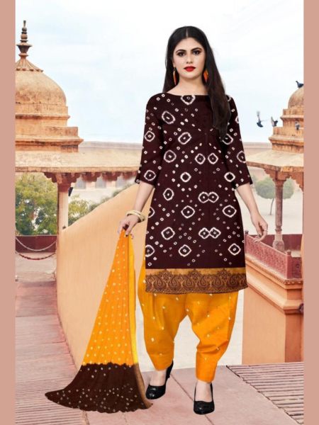 Heavy Cotton With Hand Bandhej Print Drees Material  