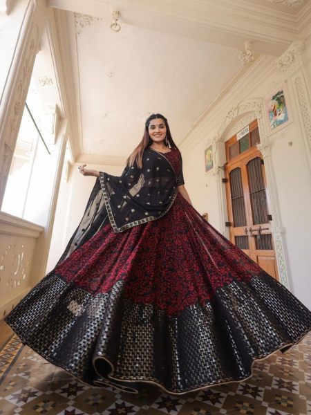Heavy Faux Georgette Lehenga Choli With Sequence And Embroidery Work  