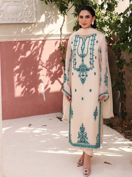 Heavy Faux Georgette With Embroidery Work Suit  