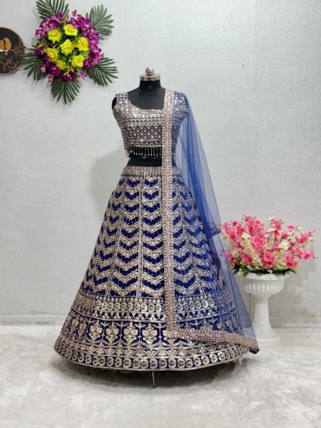 Heavy Faux Gorgette Lehenga Choli With Sequence And Embroidered Work  
