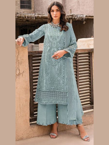 Heavy Organza With Embroidery Sequence Work with Stone Pakistani Suit Collection  