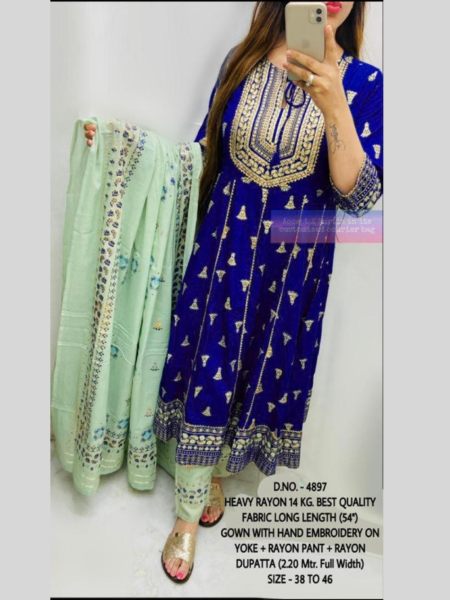 Heavy Rayon Fabric In kurti, Pant & Dupatta Jaipuri Cotton Kurtis Wholesale