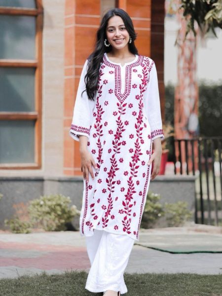 Heavy Rayon With Thread And Embroidery Kurti Plazzo 