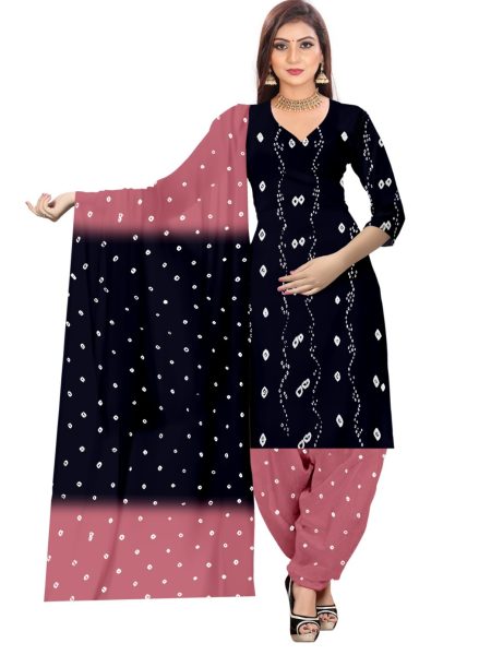 Heavy Reyon Cotton With Hand Bandhej Print Drees Material  Bandhani Dress Material
