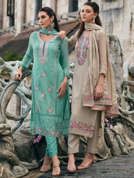 Heavy (soft) organza with fancy embroidery  work with khatali work Suit Collection Churidar Salwar Suits Wholesale