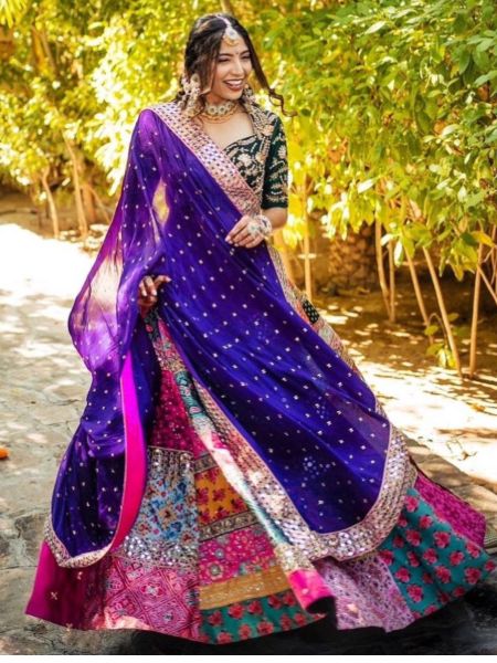 Hevay Muslin Cotton With Embrodery & Mirror Work Navratri Lehenga Collection 