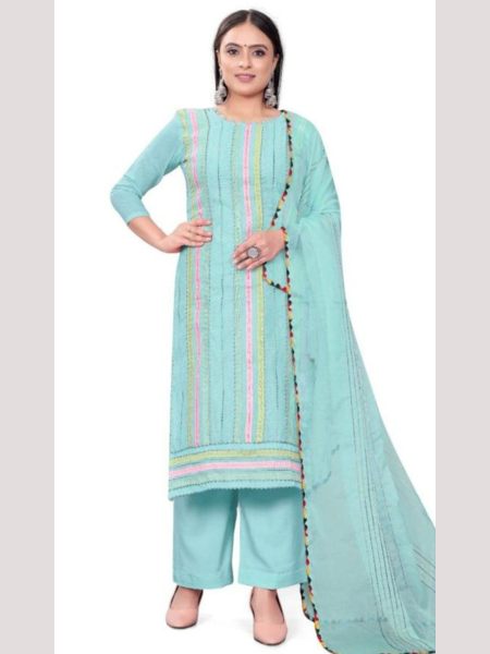 Ladies Chanderi Cotton Dress Material  