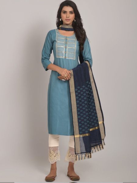 Launched  Women Sequence Embroidery Viscose Rayon Kurti Set 