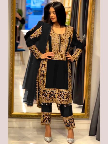 Launching New Viscose Velvet Suit With Heavy Embroidery Work  