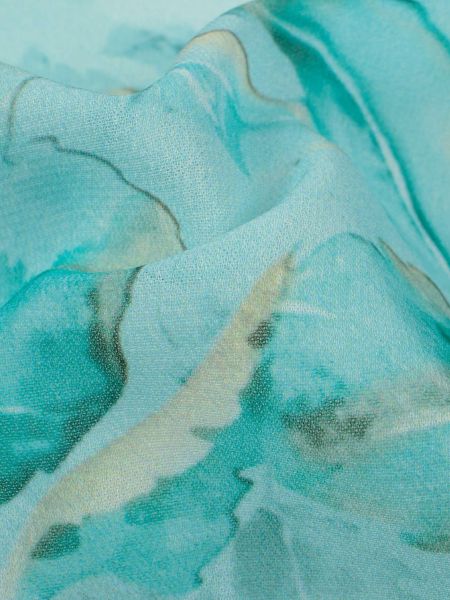 Light Sea Green And Blue Leaf Pattern Digital Print Georgette Fabric Fabric 