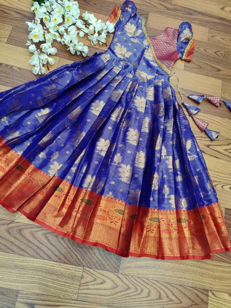 Litchi Silk South Indian Style Kids Gown Collection  