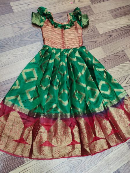 Litchi Silk South Indian Style Kids Gown Collection  