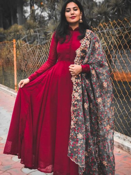 Long Maxi Gown With Embrodery Duppta By Royal export  
