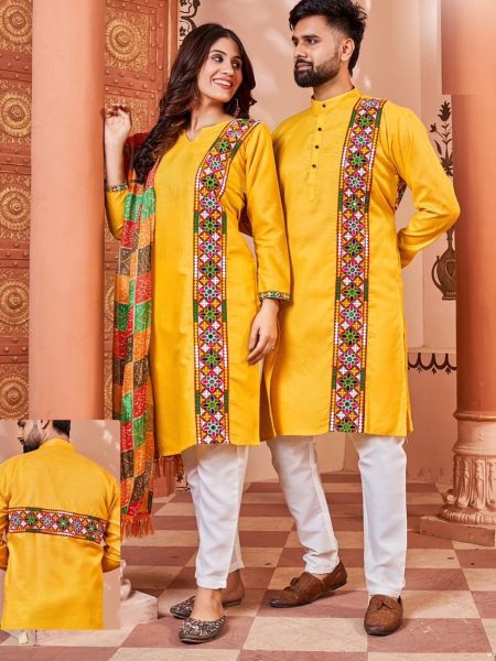 Matching Navratri Twinning  Cotton  With Embroidery    Stylish Pattern  Couple Collection  Couple Combo collection 