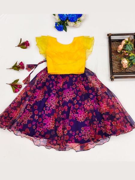  Most Trending Beautiful KIds Printed Stiched lehngha & Designer Blouse. 