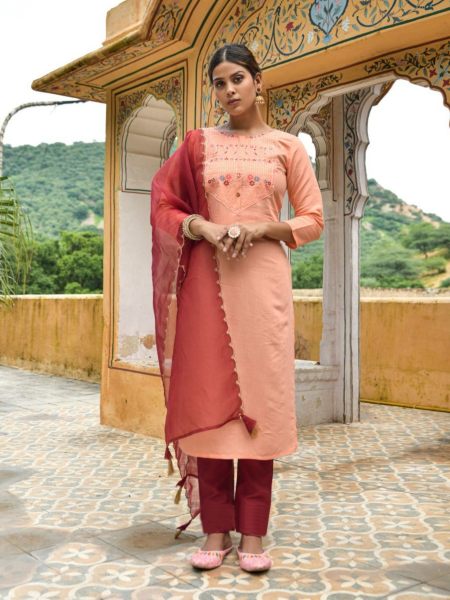 Muslin Cotton Kurti Pant Set Collection With Sequence   Embroidery Work  